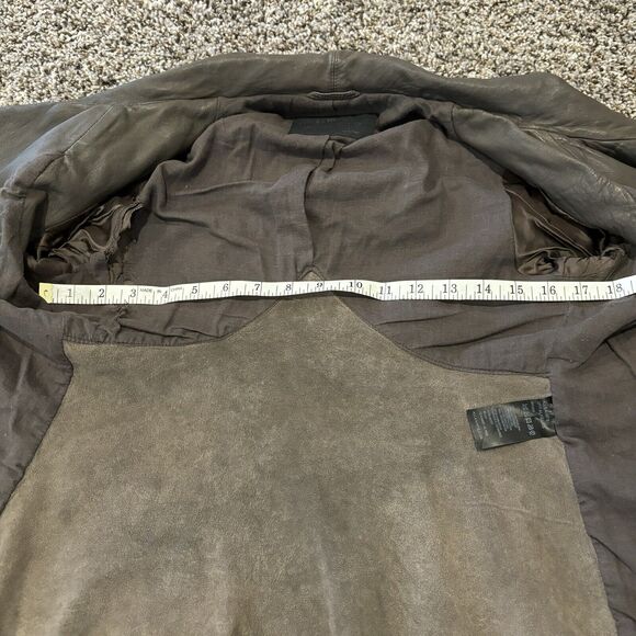 All Saints Leather Biker Jacket Small Brown Pockets - Picture 10 of 12